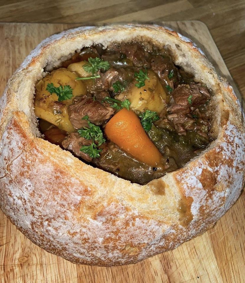 Comforting Delight: Beef Stew in a Bread Bowl Recipe