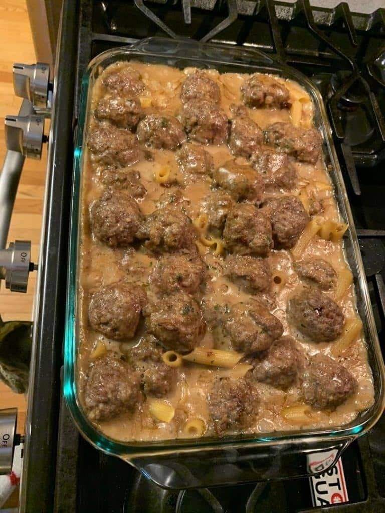 Swedish Baked Meatballs with Noodles