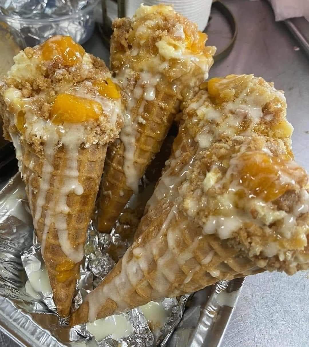 Peach Cobbler Cheesecake Cones