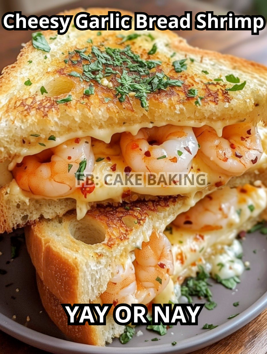 Cheesy Garlic Bread Shrimp Grilled Cheese