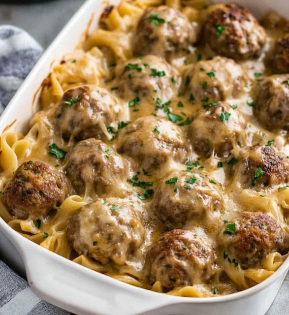 Swedish Meatball Pasta Bake