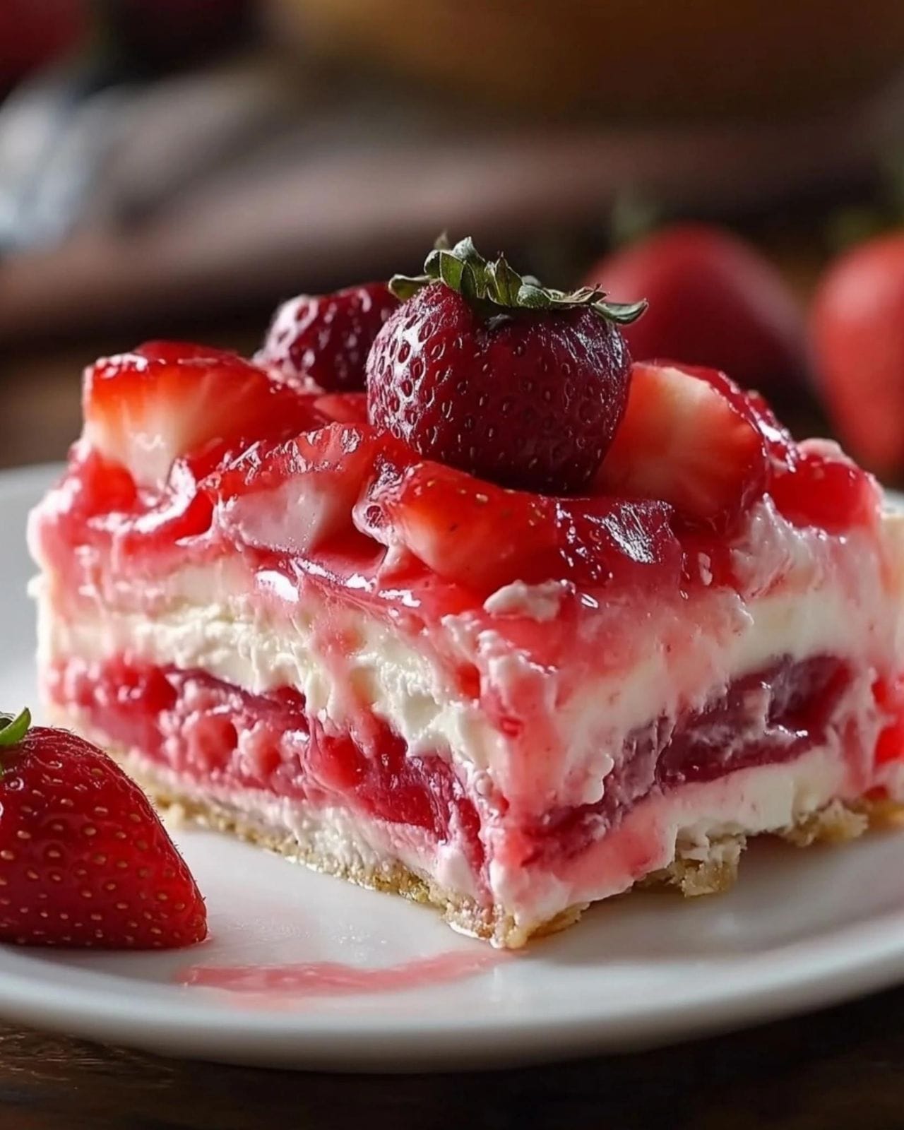  No-Bake Strawberry Jello Lasagna 