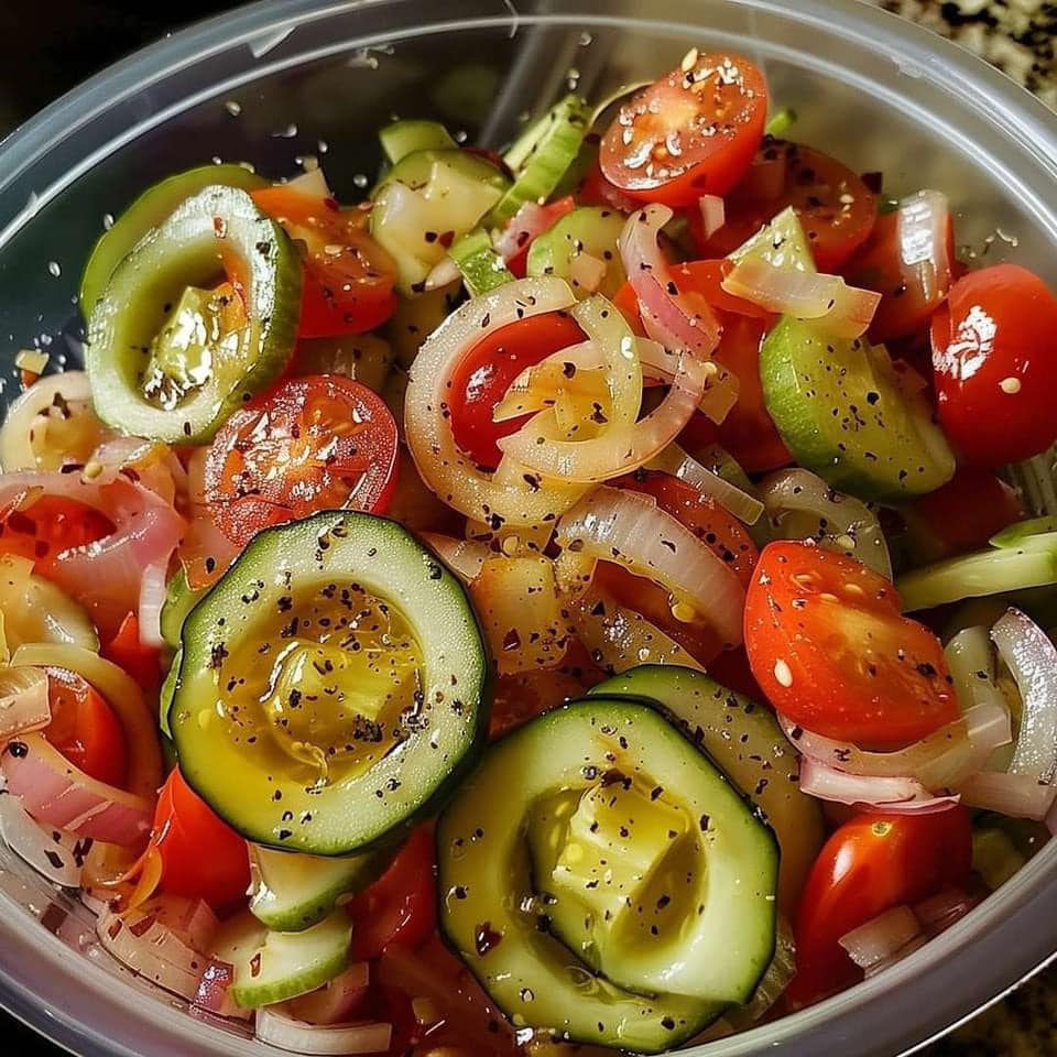 Cucumber Onion and Tomato Salad