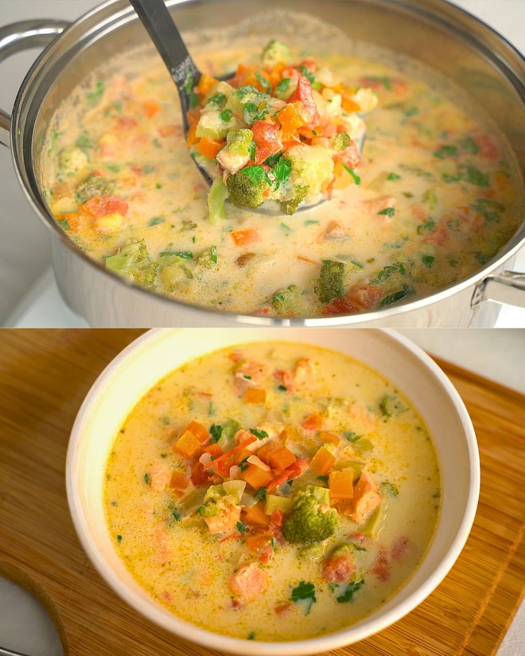 Creamy Salmon and Vegetable Soup