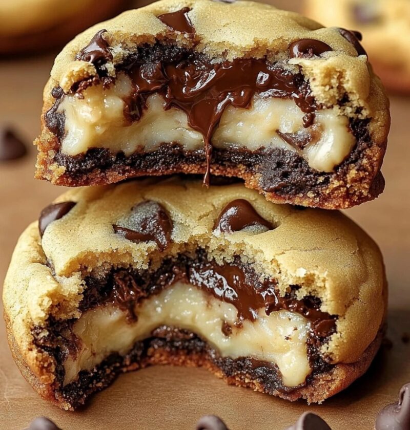 🍪 Cheesecake Stuffed Chocolate Chip Cookies 🍰