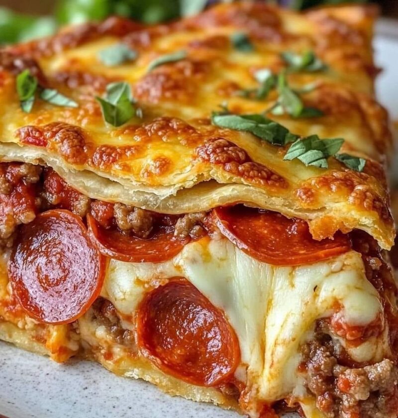 Deep Hamburger Sausage & Pepperoni Pie