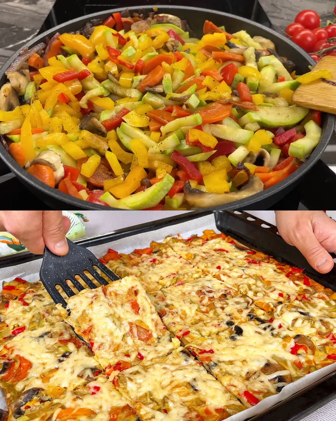 Vegetable Bake with Zucchini, Peppers, and Cheese