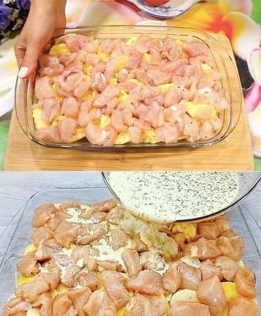 Potato gratin with chicken, the taste is simply gigantic