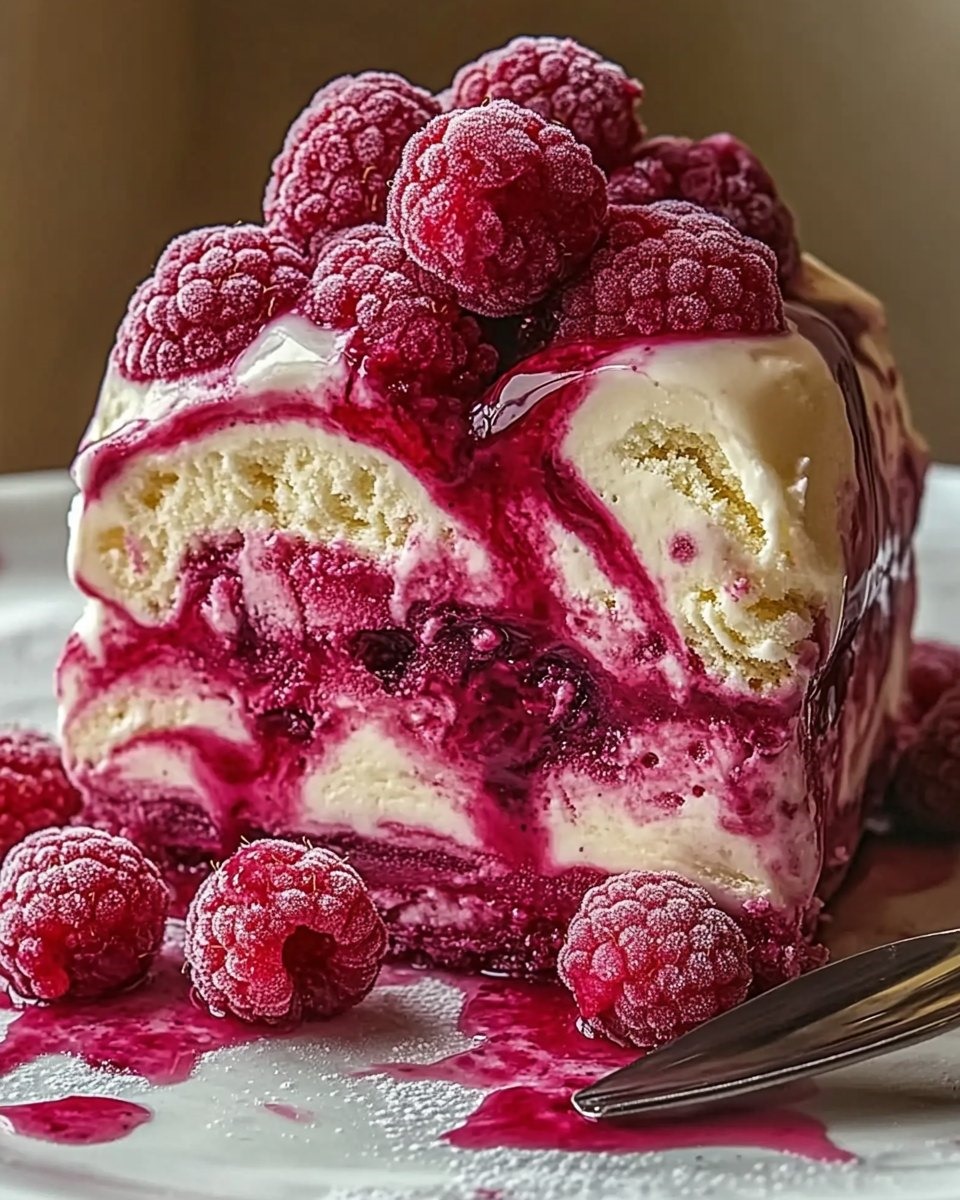 Raspberry Swirl Ice Cream Cake