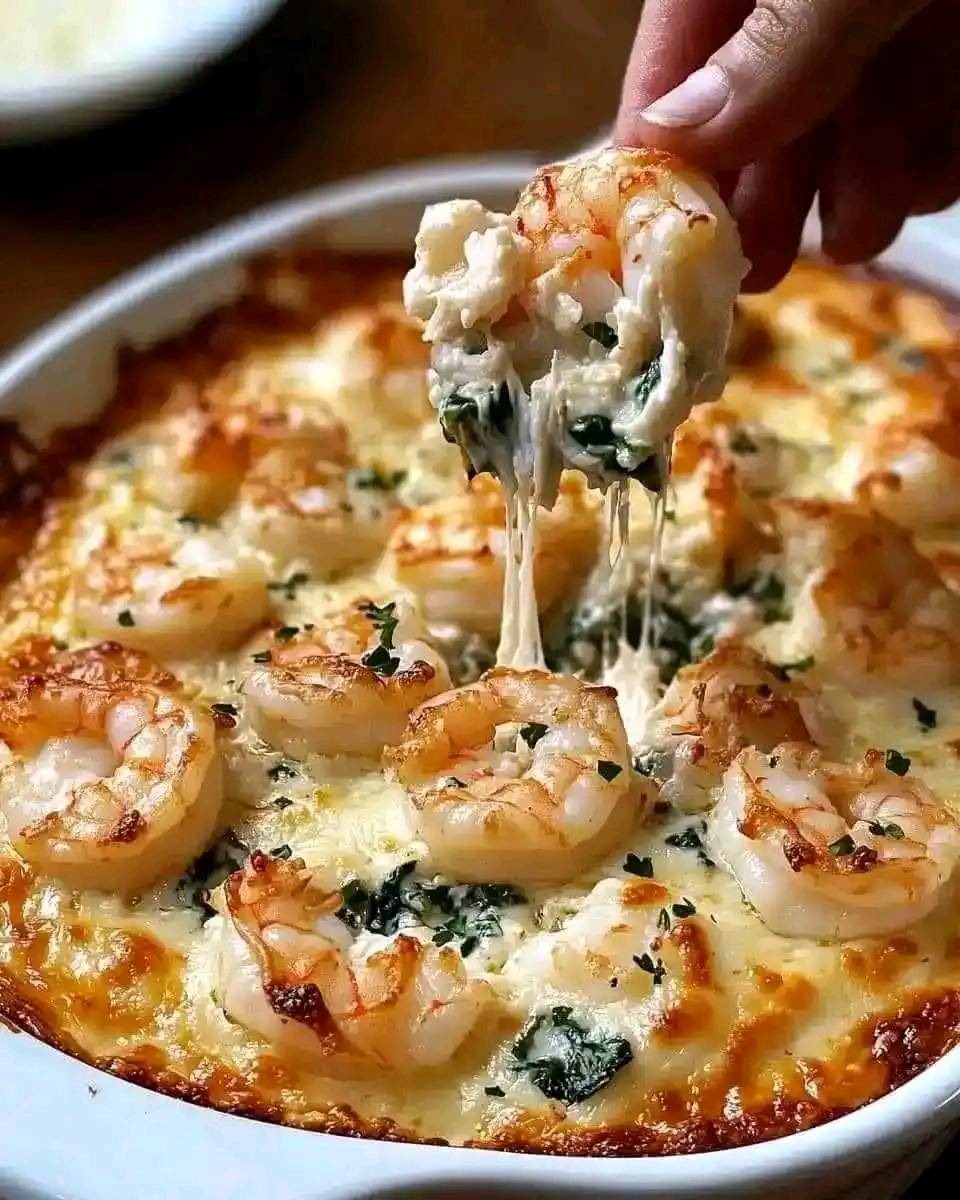 Rich and Creamy Shrimp and Crab Spinach Dip with Garlic and Parmesan 