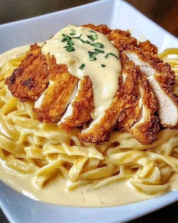 Crispy Chicken with Creamy Pasta