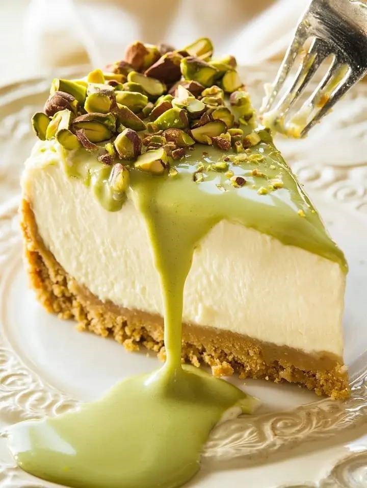 Decadent Pistachio Cream Cheesecake