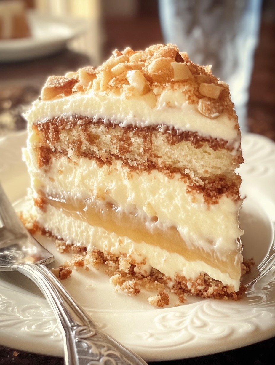 White German Chocolate Cake with Cheesecake Center Slice