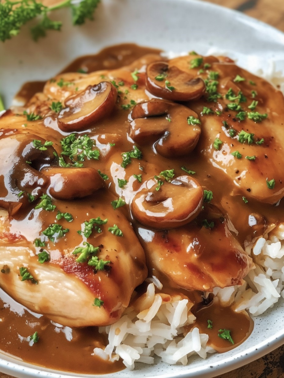 Chicken Marsala Over White Rice