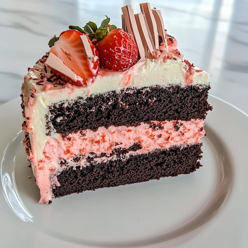 Chocolate Kahlua Cake with Strawberry Buttercream Frosting! 