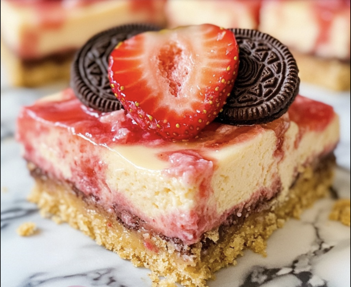 Golden Oreo Strawberry Cheesecake Bars